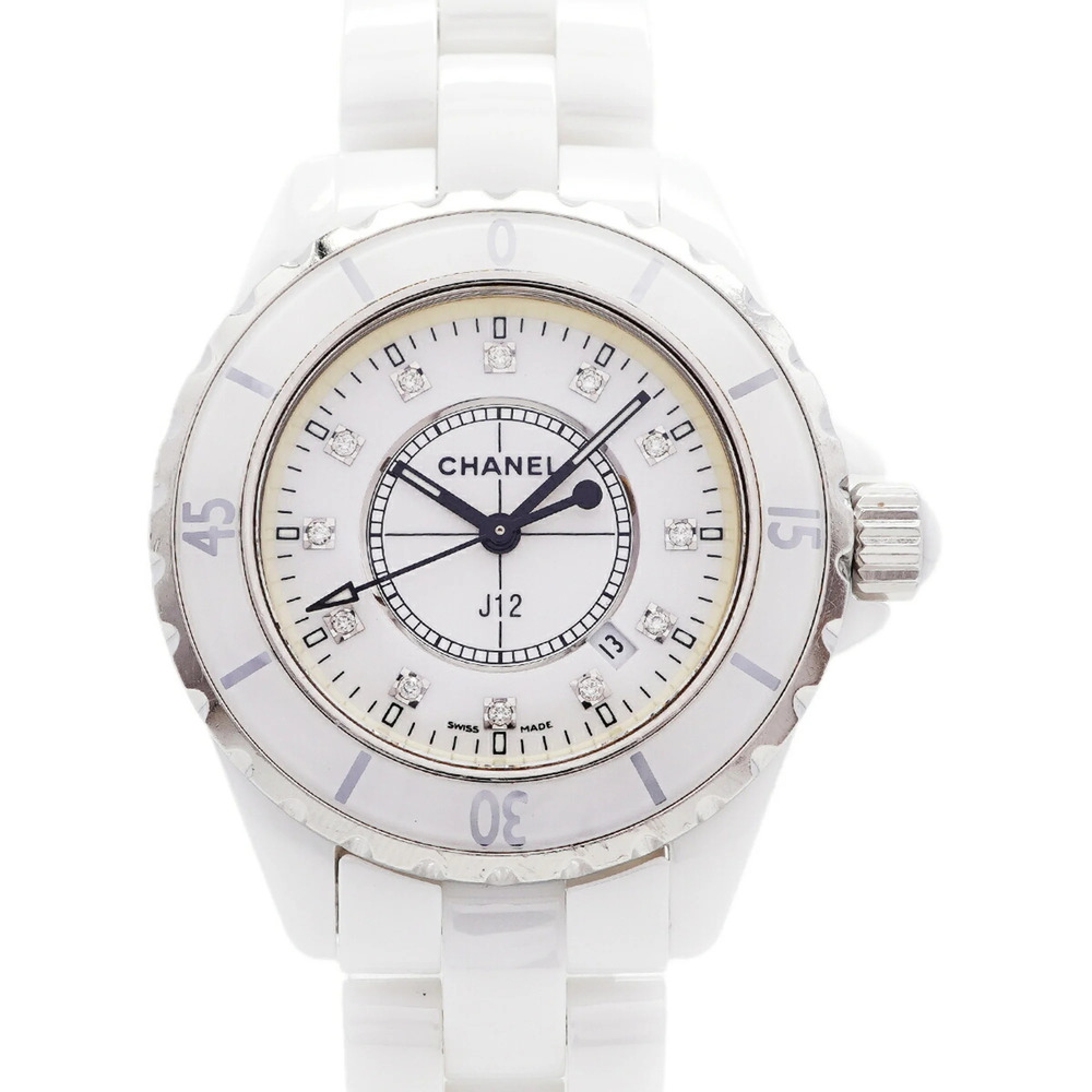 Chanel J12 12P Diamond H1628 White Dial Women's Watch